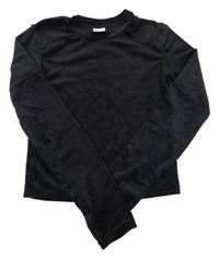 Černá plyšová crop mikina s průstřihem 