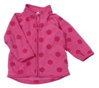 Tmavorůžová puntíkatá fleecová propínací mikina H&M