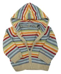 Pruhovano-světlebéžový propínací svetr s kapucí Mothercare
