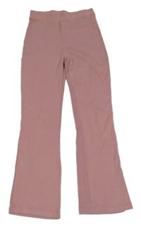 Starorůžové žebrované flare kalhoty PRIMARK