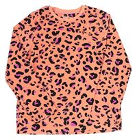 Neonově růžové sametové pyžamové triko s leopardím vzorem Primark