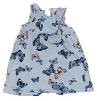 Světlemodro-bílé pruhované šaty s motýlky H&M