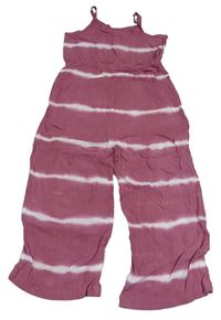 Starorůžovo-bílý batikovaný lehký culottes overal zn. Nutmeg