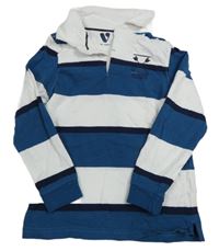 Bílo-petrolejovo-tmavomodré pruhované polo mikinotriko V by Very