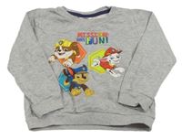 Šedá melírovaná mikina s Paw Patrol Nickelodeon