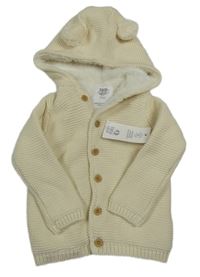 Nové - Krémový zateplený propínací svetr s kapucí s bambulemi F&F