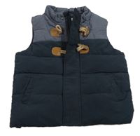 Tmavomodro-melírovaná šusťáková zateplená vesta Matalan