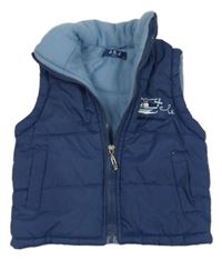 Tmavomodrá šusťáková zateplená vesta s helikoptérou