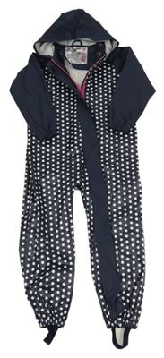 Tmavomodrá puntíkatá nepromokavá kombinéza s kapucí Lupilu