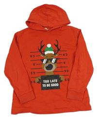 Červená mikina se sobem a kapucí H&M