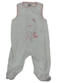 Bílé sametové dupačky s medvědem a hvězdami C&A