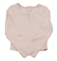 Růžové žebrované crop triko s knoflíky George