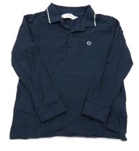 Tmavomodré polo triko s výšivkou H&M