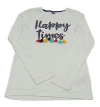 Bílé triko s nápisem s třásněmi Y.F.K.