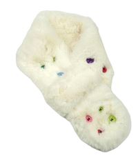 Smetanová kožešinová šála s knoflíky