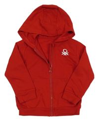 Červená propínací mikina s logem a kapucí Benetton