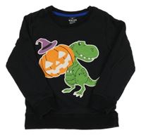 Černá mikina s dinosaurem a dýní
