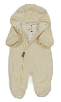 Krémová chlupatá podšitá kombinéza s kapucí F&F