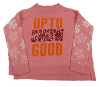 Růžový vlněný oversize svetr s nápisem s flitry River Island