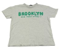 Světlešedé melírované tričko s nápisem George