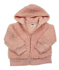 Růžová huňatá podšitá propínací mikina s kapucí Lily & Dan