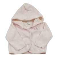 Světlerůžová sametová propínací mikina s mašlí a kapucí C&A