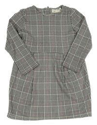 Bílo-černo-růžové kostkované šaty H&M