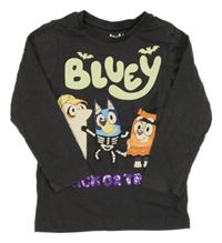 Antracitové triko s Bluey a flitry Nutmeg