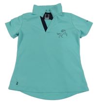 Tyrkysové funkční jezdecké polo tričko s koněm Decathlon