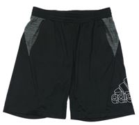 Černo-tmavošedé sportovní funkční kraťasy s logem Adidas