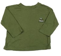 Khaki triko s výšivkou Zara
