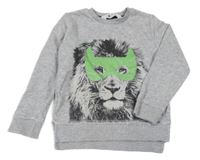 Šedá melírovaná mikina s lvem H&M