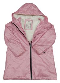 Růžová metalická nepromokavá zateplená parka s kapucí M&S