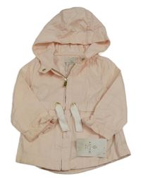 Světlerůžová plátěná parka s kapucí 