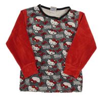 Šedo-červené sametové pyžamové triko s Hello Kitty 