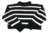 Černo-bílý pruhovaný crop svetr New Look