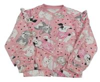 Růžová propínací mikina s pejsky a volánky 