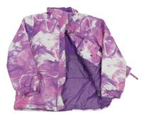 Fialovo-růžovo-bílá vzorovaná šusťáková funkční lyžařská bunda s logem Mountain Warehouse