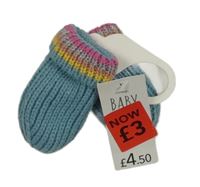 Nové - modré pletené rukavice s barevným pruhem George