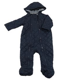 Tmavomodrá prošívaná šusťáková lehce zateplená kombinéza s kapucí St. Bernard