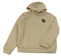 Béžová mikina s nápisem na zádech a kapucí shein