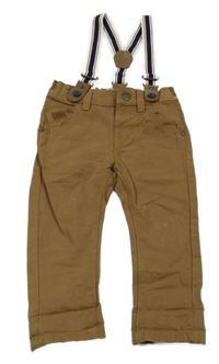 Hnědé plátěné kalhoty s kšandami Next