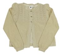 Zlatý vzorovaný propínací vzorovaný svetr