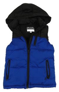 Modro-černá šusťáková zateplená vesta s kapucí F&F