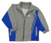 Šedo-modrá šusťáková sportovní bunda s logem - Adidas