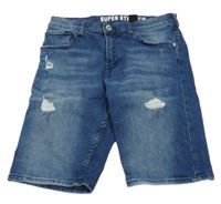 Tmavomodré riflové kraťasy s prošoupáním 