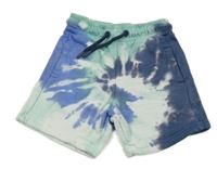 Zeleno-tmaovmodro-bílé batikované teplákové kraťasy Nutmeg