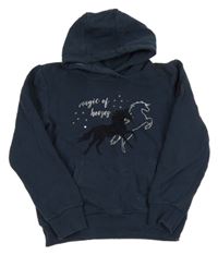 Tmavomodrá mikina s koníkem a kapucí Yigga