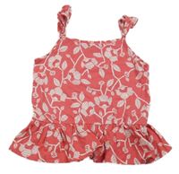 Červeno-bílý vzorovaný top s volánkem OVS