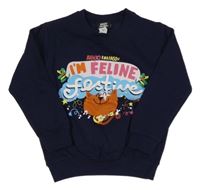 Tmavomodrá mikina s potiskem 